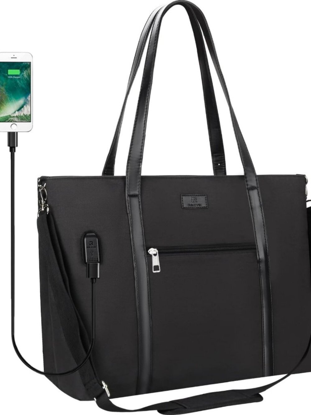 Stylish 17.3" Laptop Tote Bag for Women, Travel Computer Bag with USB Charging